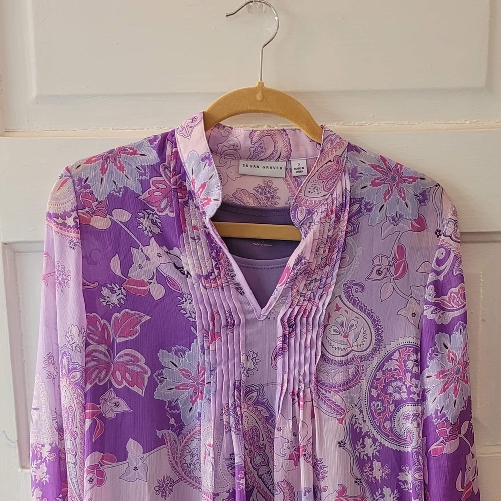Susan Graver, purple blouse and tank, size small